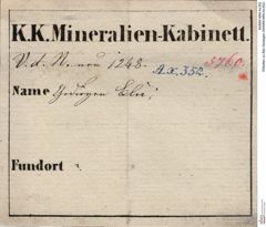 Etiketten zu Blei Gediegen (NHMW-MIN-Ax352)